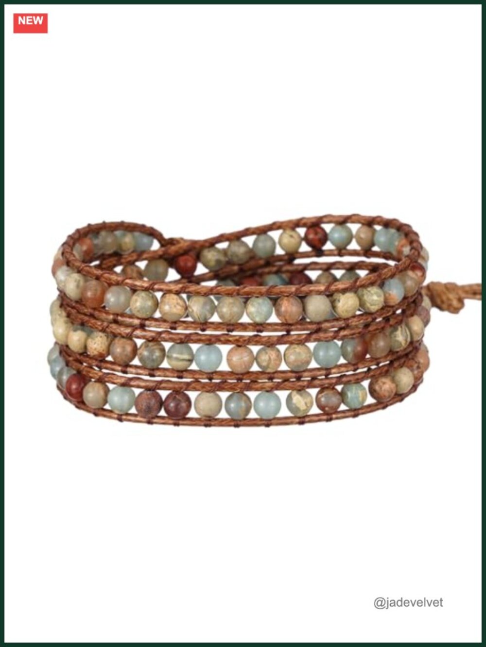 Natural Stone Crystal Leather Wrap Bracelet Boho Handcrafted